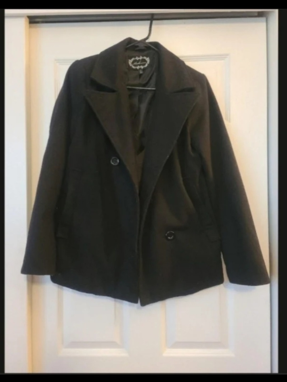 Ambiance Black Double-Breasted Peacoat